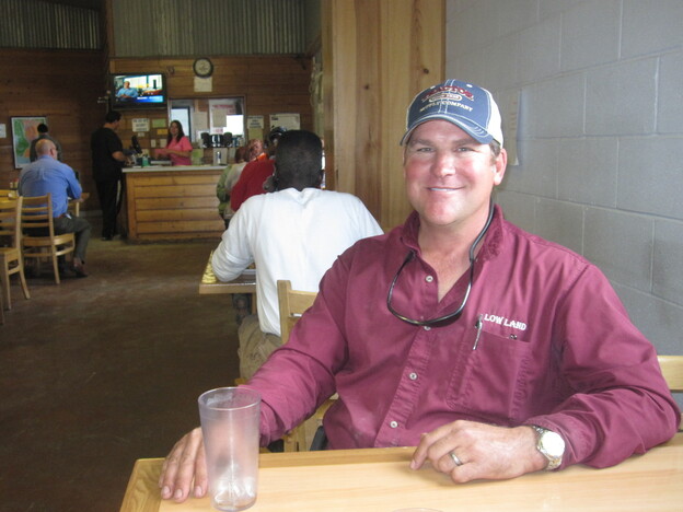 Harvey Robichaux, an oil worker, says he'll vote for Sen. Mary Landrieu because she has the influence to promote the oil and gas industry in Louisiana. (Image credit: NPR)