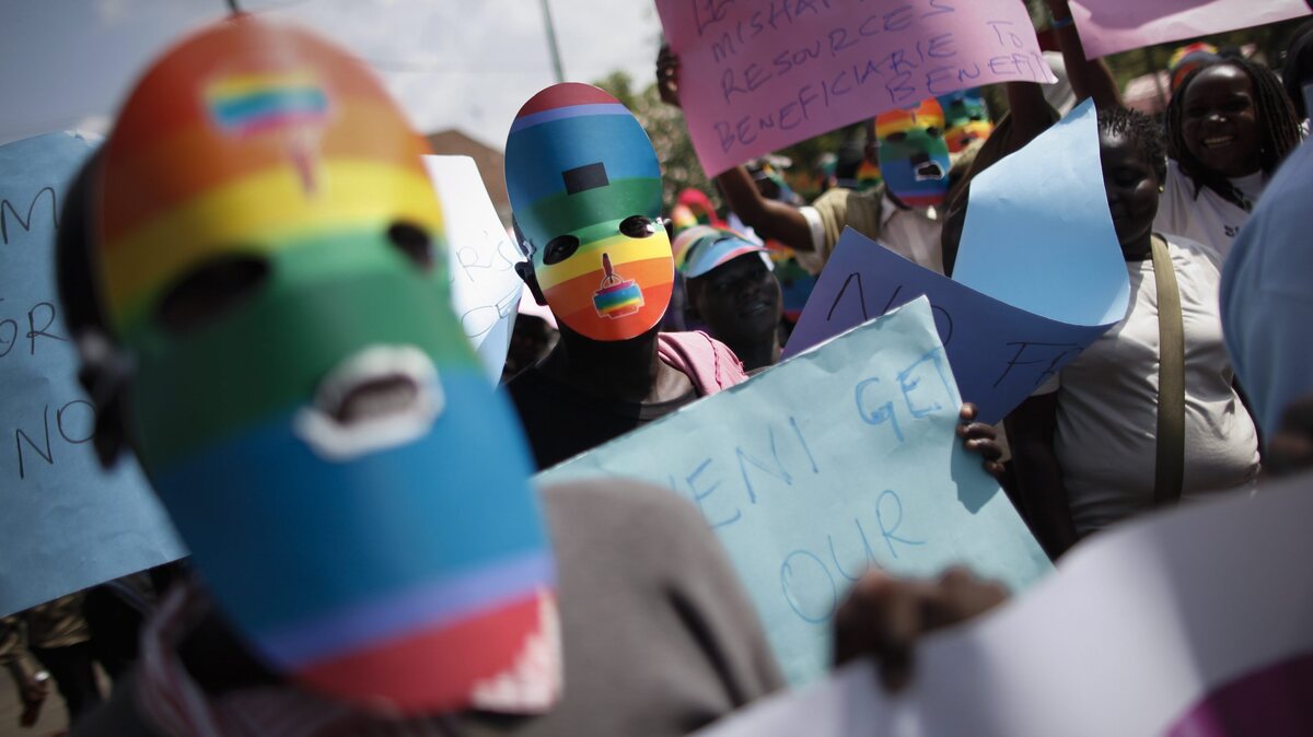 Activists protest Uganda's anti-gay legislation in Nairobi, Kenya, this month. LGBT status has been grounds for asylum in the U.S. since 1994, but winning refugee status can be difficult, particularly for people who are unable to obtain visas to the U.S. before applying.