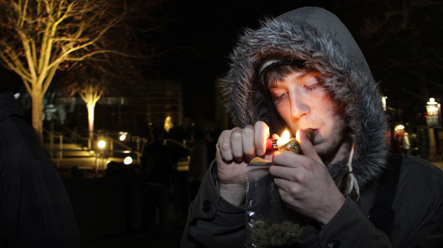 C. Nash smokes after possession of marijuana became legal in Washington state on Dec. 6, 2012. (AP)