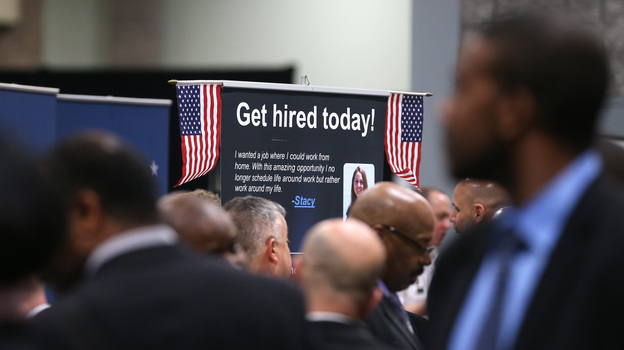 The scene at a job fair for veterans earlier this year in Washington, D.C. (Getty Images)
