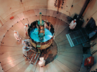 Early days: NASA's International Sun-Earth Explorer C (also known as ISEE-3 and ICE) was undergoing testing and evaluation inside the Goddard Space Flight Center's dynamic test chamber when this photo was snapped in 1976.