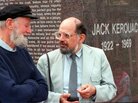 Poets Lawrence Ferlinghetti (left) and Allen Ginsberg chat in 1988 during the dedication of public art dedicated to Jack Kerouac in Lowell, Mass. Poets Lawrence Ferlinghetti (left) and Allen Ginsberg chat in 1988 during the dedication of public art dedicated to Jack Kerouac in Lowell, Mass.