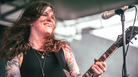 Against Me!'s Laura Jane Grace breaks into a smile during her band's set at the Spin day party at Stubb's. Against Me!'s Laura Jane Grace breaks into a smile during her band's set at the Spin day party at Stubb's.
