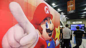 Iconic video game character Mario is shown in the Nintendo booth at the Game Developers Conference 2014 in San Francisco on Wednesday.