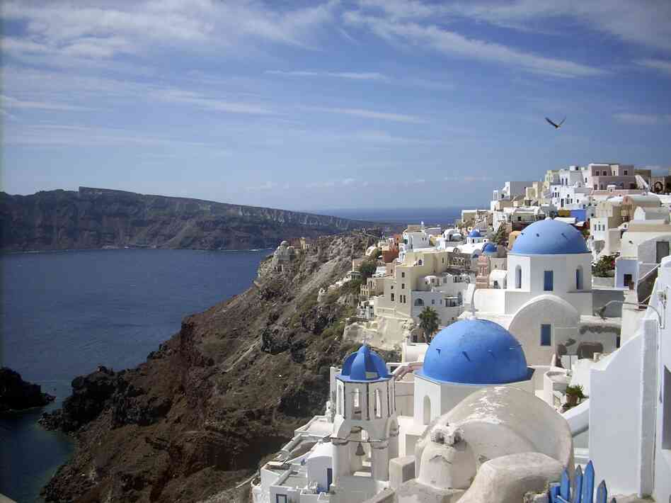 The town of Oia, on the northern tip of Santorini, in Greece. The town of Oia, on the northern tip of Santorini, in Greece.