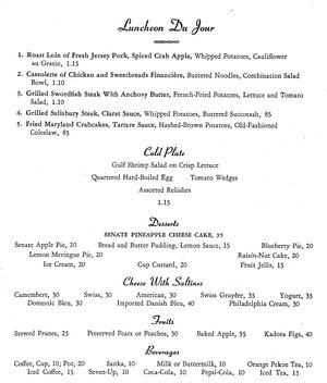 A 1954 menu from a Capitol Hill restaurant