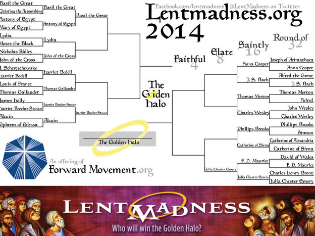 Comments on the Lent Madness website have gotten heated. Mark D. writes, 'So I got my wish: JS Bach is in the mix. But he's in the same bracket with the Wesleys and Thomas Merton?? This is going to be ugly.' (Image credit: Courtesy of Adam Thomas/Lent Madness)