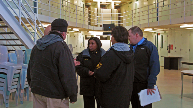 The Prison Rape Elimination Act standards are now taking effect in many states. Three auditors recently questioned staffers at the Maryland Correctional Institution for Women in a practice inspection. (Image credit: NPR)
