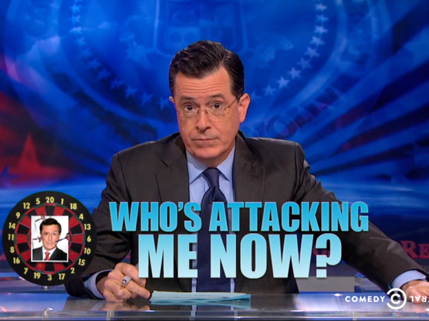 Stephen Colbert responded to criticism about a tweet about his show from his TV network Monday, saying he would dismantle the imaginary foundation that created the stir. (Image credit: Comedy Central)
