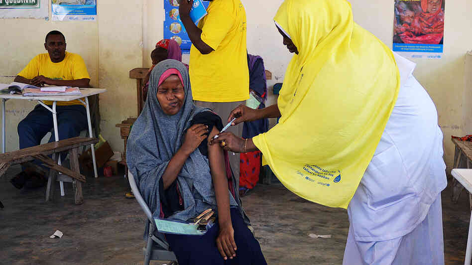 A pregnant Somali woman gets a tetanus shot at a clinic in Mogadishu in 2013. The vaccination initiative was launched by the GAVI Alliance, UNICEF and the World Health Organization. A pregnant Somali woman gets a tetanus shot at a clinic in Mogadishu in 2013. The vaccination initiative was launched by the GAVI Alliance, UNICEF and the World Health Organization.