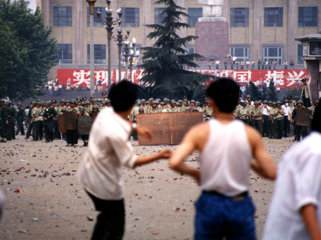 After People's Armed Police were deployed to clear the square on June 4, pitched battles broke out between police and angry crowds throwing stones. (Image credit: Courtesy photo)