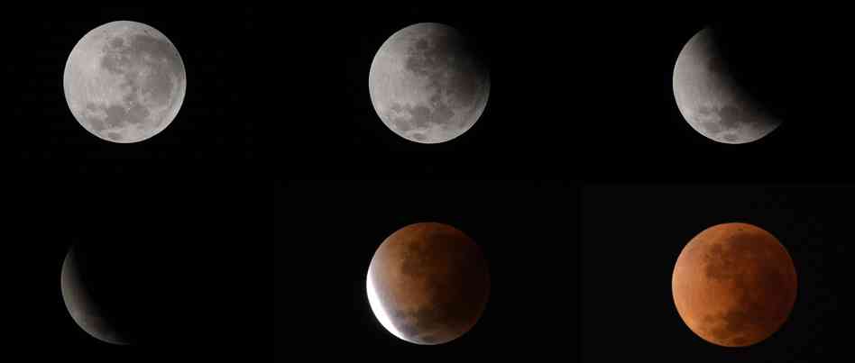 These six pictures show the phases of the moon during Tuesday's lunar eclipse. They were taken from Buenos Aires, Argentina. These six pictures show the phases of the moon during Tuesday's lunar eclipse. They were taken from Buenos Aires, Argentina.