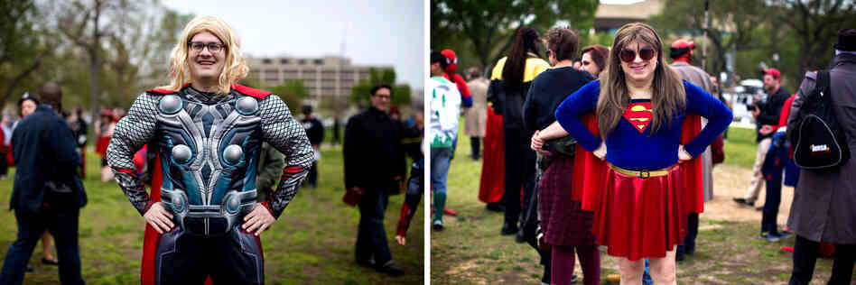 Greg Elrod (left) as Thor and Ken Roseman as Supergirl. Greg Elrod (left) as Thor and Ken Roseman as Supergirl.