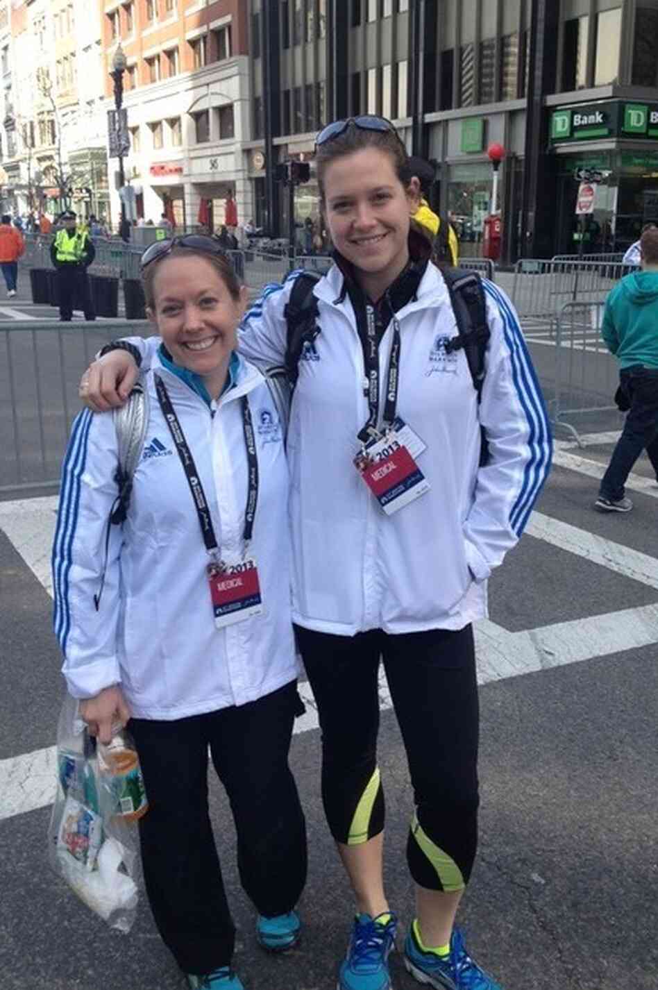 Amelia Nelson (right) and her friend Kristy were volunteers at the 2013 Boston Marathon when the bombings happened. Amelia Nelson (right) and her friend Kristy were volunteers at the 2013 Boston Marathon when the bombings happened.
