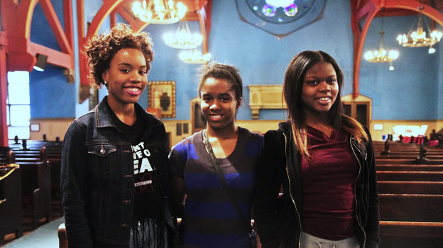 Lavita, Sierra and Tyshierra are Freire Charter School students who stood up and told stories that made them vulnerable in front of their classmates. Lavita says now she feels 'like anything is possible.' (Image credit: WHYY)