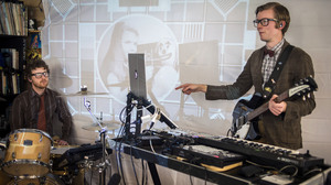 Public Service Broadcasting performs at a Tiny Desk Concert in March 2014.