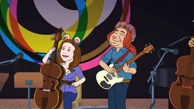 Two of the Bang on a Can All-Stars immortalized on the kids' cartoon Arthur. (Courtesy of 'Arthur')