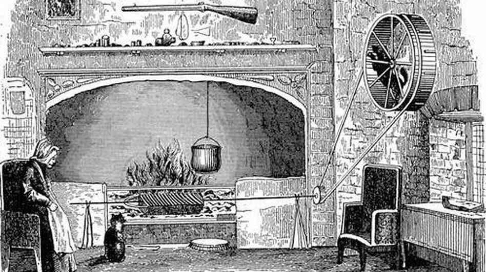 The dog wheel circa 1890, drawn in E.F. King's Ten Thousand Wonderful Things. The dog wheel circa 1890, drawn in E.F. King's Ten Thousand Wonderful Things.