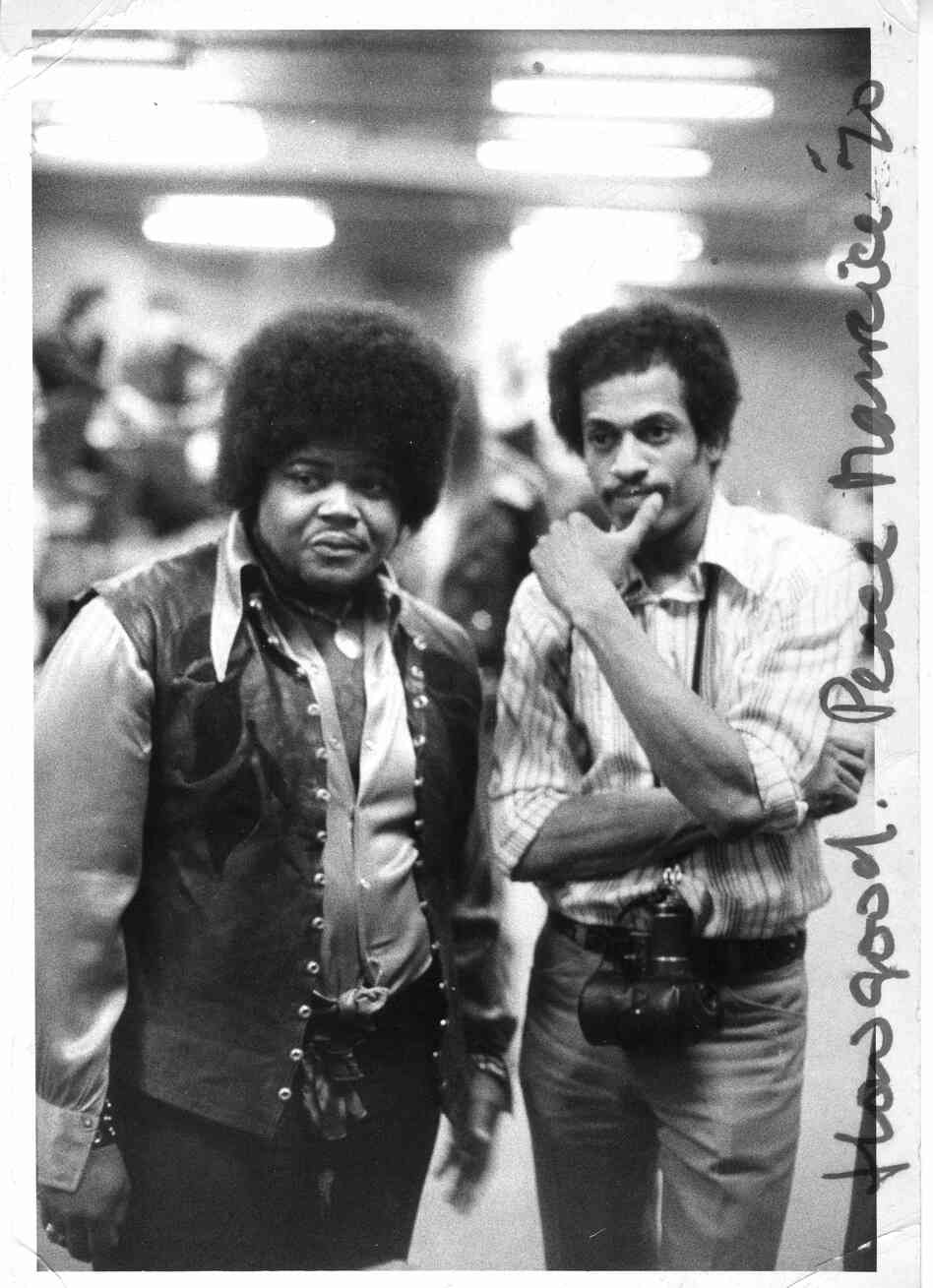 Jimi Hendrix drummer Buddy Miles posts with Jim Cummins at the band's 1970 Madison Square Garden experience. Jimi Hendrix drummer Buddy Miles posts with Jim Cummins at the band's 1970 Madison Square Garden experience.