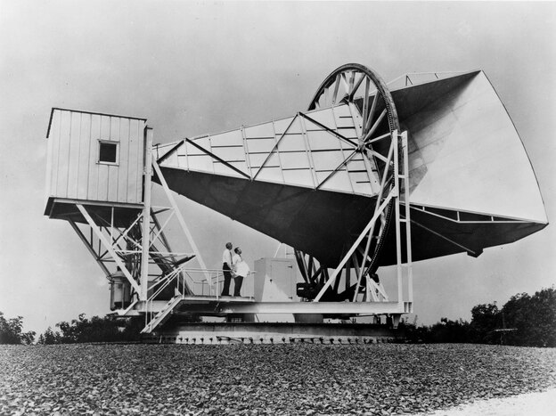 The Holmdel horn antenna at Bell Telephone Laboratories in Holmdel, New Jersey, was built in 1959 to make the first phone call via satellite. (Image credit: NASA)
