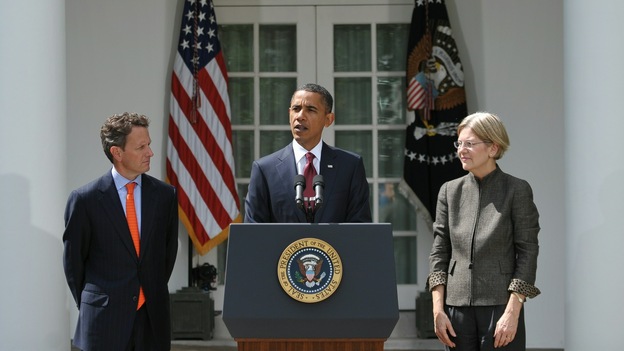 In a war of words between Timothy Geithner and Elizabeth Warren over the bank bailout, who's the victor? (Image credit: AFP/Getty Images)