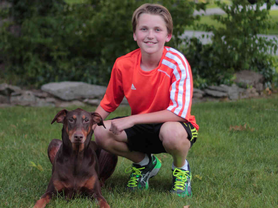 Charlie Hall with his dog Rosie, the subject of his science project. Charlie Hall with his dog Rosie, the subject of his science project.
