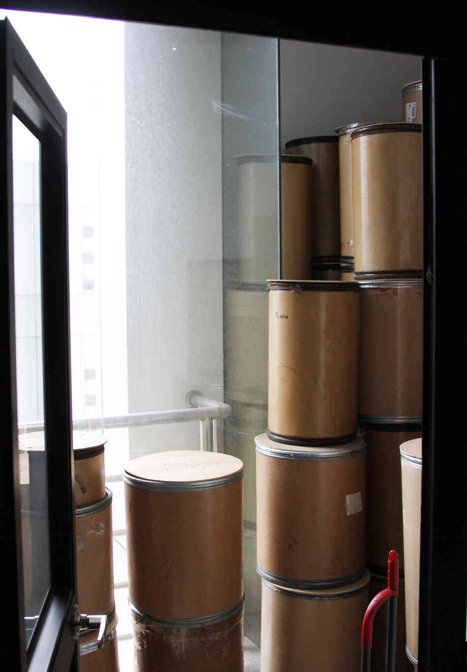 Empty chemical drums sit in a deserted lab accused of shipping illegal drugs to the U.S. Empty chemical drums sit in a deserted lab accused of shipping illegal drugs to the U.S.