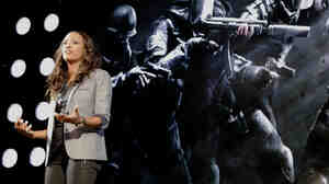 Actress and gamer Aisha Tyler hosted game developer Ubisoft's press conference at the Electronic Entertainment Expo in Los Angeles. The company was recently criticized for not animating female assassins in one of its new games.