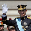 King Felipe VI greets well-wishers as he arrives at the Royal Palace in Madrid for his coronation ceremony on Thursday. His father, the former King Juan Carlos, abdicated after a 39-year reign.