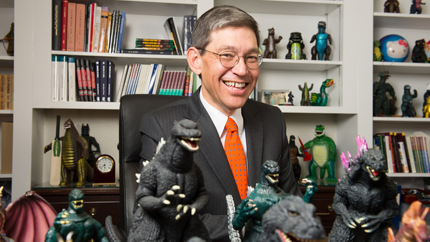 For William Tsutsui, president of Hendrix College and author of Godzilla On My Mind, the iconic lizard is an obsession and an inspiration. (Image credit: Hillsman Jackson)