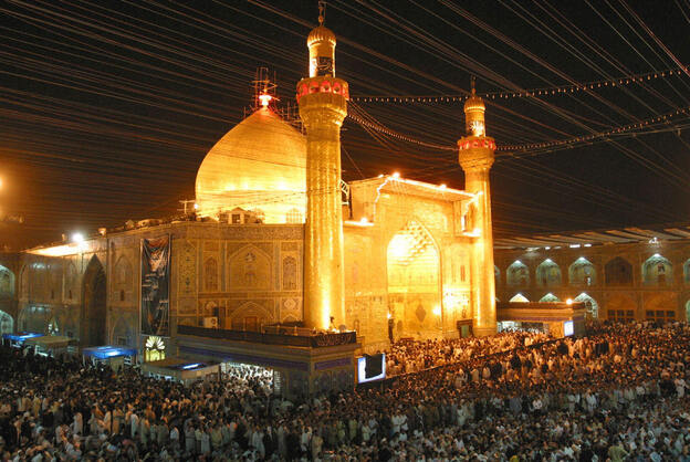 The shrine of Imam Ali in Najaf, shown here in 2007, is one of the holiest Shiite Muslim sites. The quiet city is home to numerous clerics, who traditionally do not involve themselves in politics. (Image credit: AFP/Getty Images)