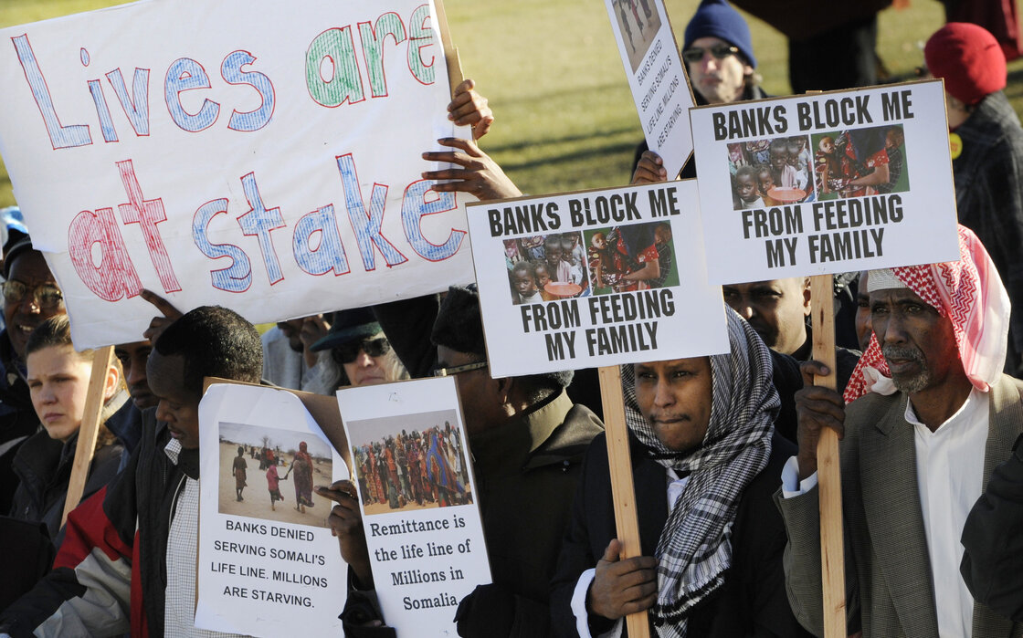 Somali-Americans rally in Minnesota in 2012, after the only bank that supported the money-exchange system called hawala withdrew from those transactions. Other banks eventually stepped in to fill the demand, but one of the last to facilitate the transfers plans to stop doing so at the end of the month.