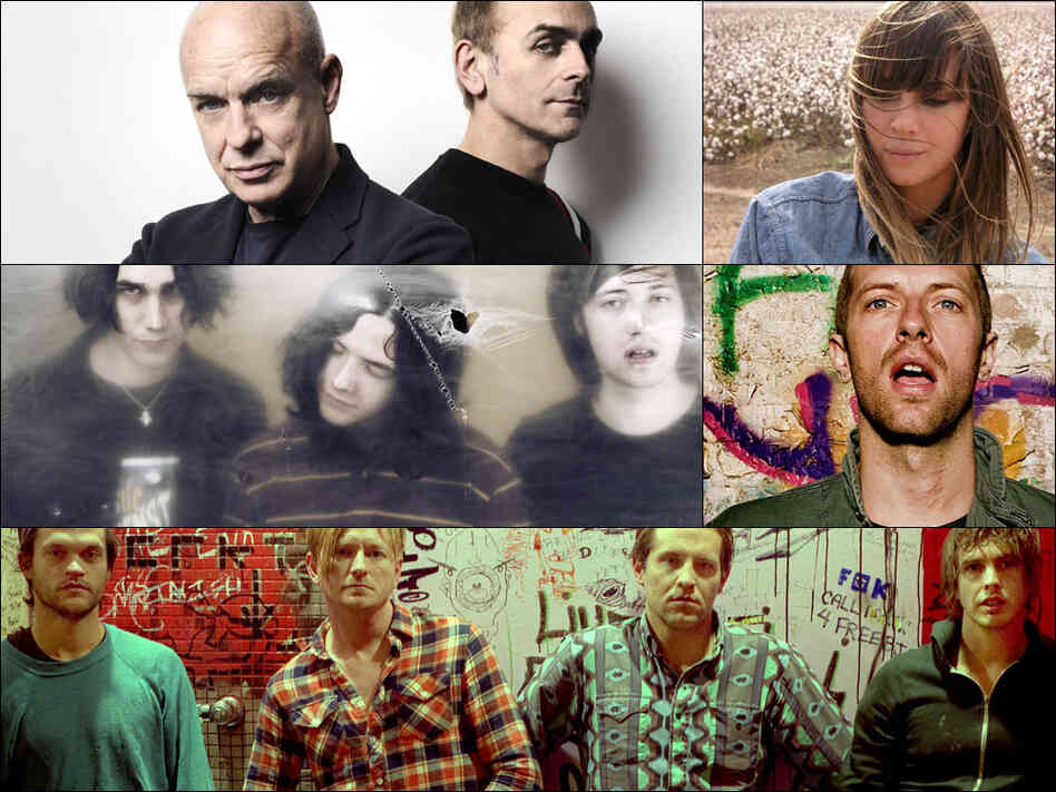Top row, left to right: Brian Eno and Karl Hyde, Cat Power; Middle row: The Wytches, Chris Martin of Coldplay; Bottom row: Broncho. Top row, left to right: Brian Eno and Karl Hyde, Cat Power; Middle row: The Wytches, Chris Martin of Coldplay; Bottom row: Broncho.