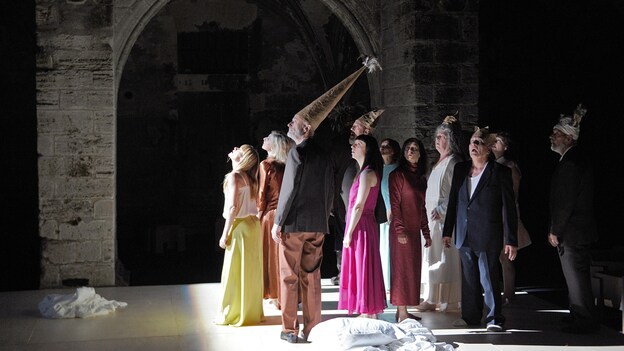 Dutch actors perform during a dress rehearsal of the show HUIS at the 68th Avignon Theater Festival in France. The festival has been international since 1966 and today French performances make up only 20 percent of all acts. (Image credit: AFP/Getty Images)