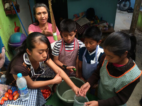Children learn to cook at Prodesenh, a community center in San Mateo Milpas Altas, Guatemala. Children learn to cook at Prodesenh, a community center in San Mateo Milpas Altas, Guatemala.