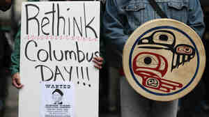 Native American protesters have been demonstrating against Columbus Day in Seattle for several years. Protest organizers say Columbus should not be credited with discovering the Western Hemisphere at a time when it was already inhabited.