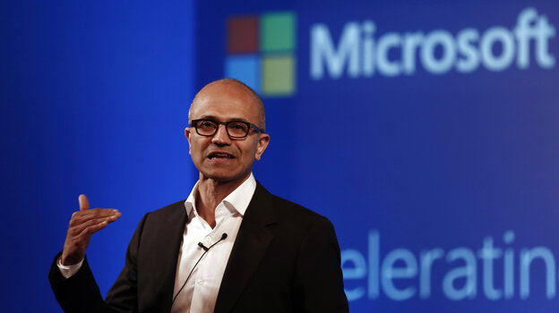 Microsoft CEO Satya Nadella addresses the media during an event in New Delhi in September. This week, he was criticized for comments he made about women asking for raises.