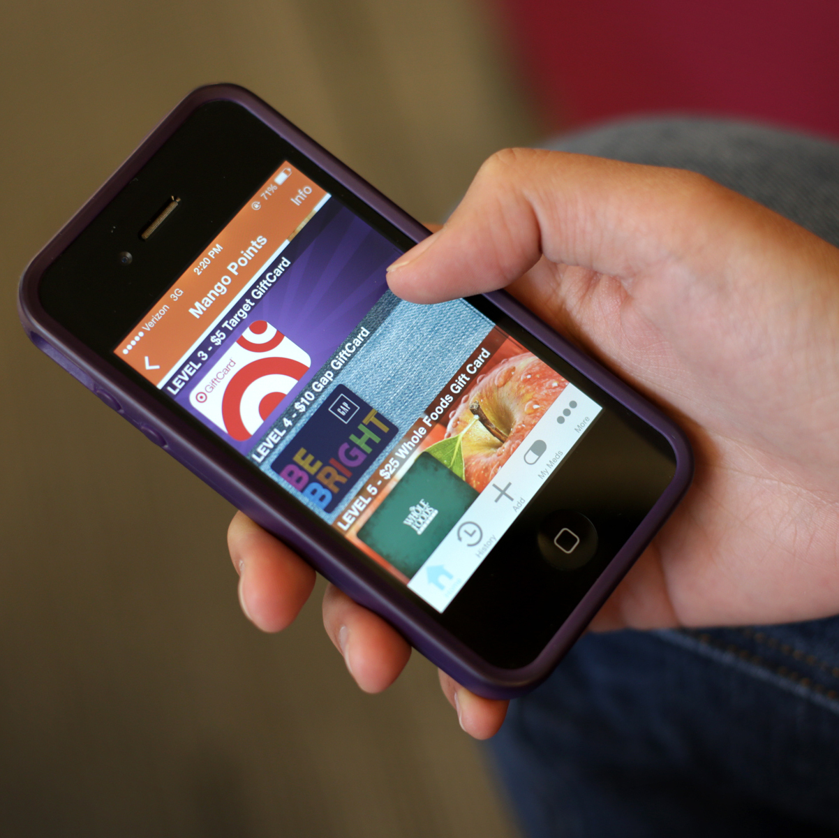 A view of the rewards screen on the Mango Health app.