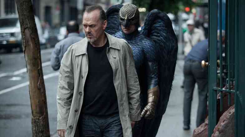In Birdman, Michael Keaton (a real-life former Batman) plays a former movie superhero who's trying to get a grasp on his career.