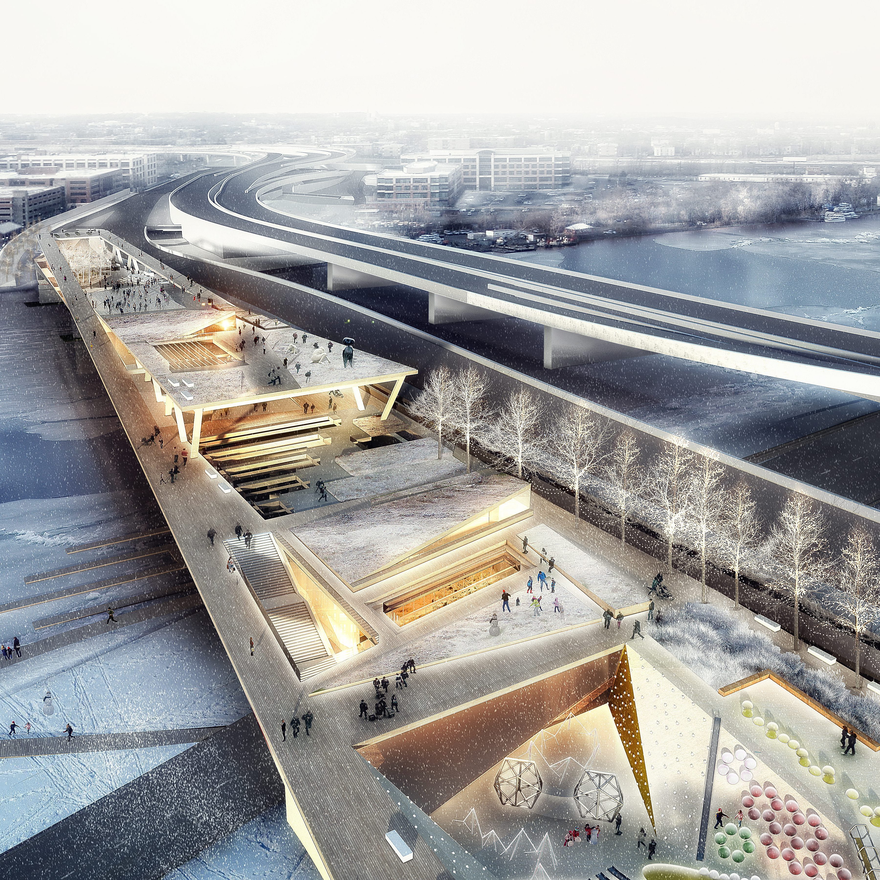 A rendering for the planned 11th Street Bridge Park in Washington, D.C.