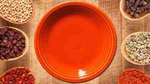 A Fiesta plate in its "natural environment" with other dishes.