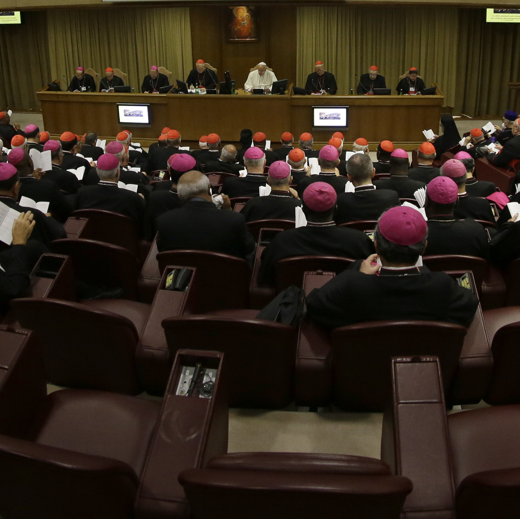 Pope Francis opens the morning session of a two-week synod on family issues at the Vatican, on Saturday.