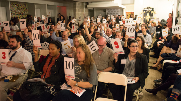 Guests rate the songs at the All Songs Considered Listening Party in Washington, D.C. (Jeff Martin)