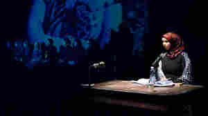 Mona, 28, narrates during a rehearsal of Antigone. "I feel that Antigone resembles me a lot," says the former resident of Damascus and mother of two.