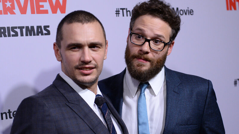 James Franco (left) and Seth Rogen, stars of The Interview, arrive for the film's Los Angeles premiere on Dec. 11. The comedy about a CIA plot to assassinate North Korean leader Kim Jong Un was pulled from theaters after a cyberattack on Sony Pictures, the studio behind the film. The FBI said the attack was traced to the North Korean government.