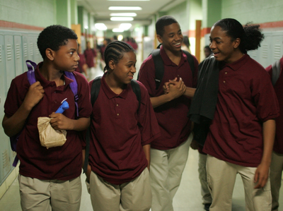 Actors Jermaine Crawford, Maestro Harrell, Tristan Wilds and Julito McCullum portray Baltimore students in the show's fourth season.