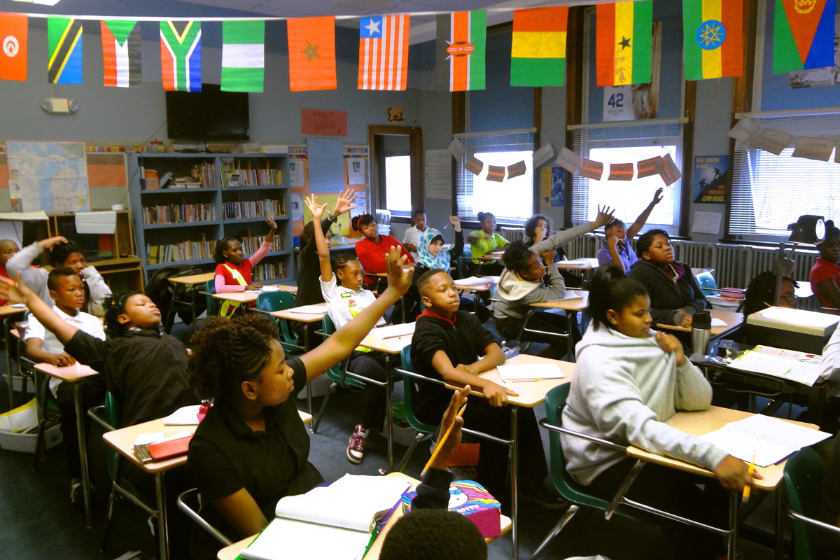 The sixth-grade students at Shabazz Public School Academy in Lansing, Mich., spent the semester studying the events surrounding the deaths of Trayvon Martin, Michael Brown and Eric Garner. The sixth-grade students at Shabazz Public School Academy in Lansing, Mich., spent the semester studying the events surrounding the deaths of Trayvon Martin, Michael Brown and Eric Garner.