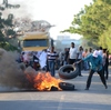 Protesters burn tires to demonstrate against the inter-oceanic canal in Rivas, Nicaragua, on Dec. 22, 2014. HKND Group, a Chinese company, began work on a $50 billion canal, an ambitious rival to the Panama Canal.