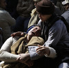 A man mourns for the Egyptian Coptic Christians killed by the Islamic State, outside the Virgin Mary church in el-Aour, south of Cairo, on Monday.