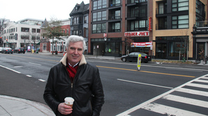 Chris Leinberger, an urbanist scholar at the Brookings Institution, outside The Harper apartments in Washington. Micro-apartments are often situated where young singles want to live, he says: near shops, coffee houses and restaurants.
